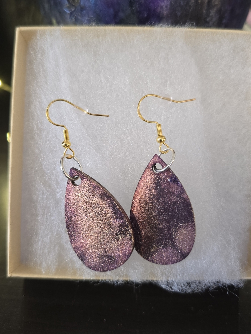 HANDCRAFTED Wood Dangle Earrings HANDPAINTED Delicate Piercing ARTISAN Jewelry